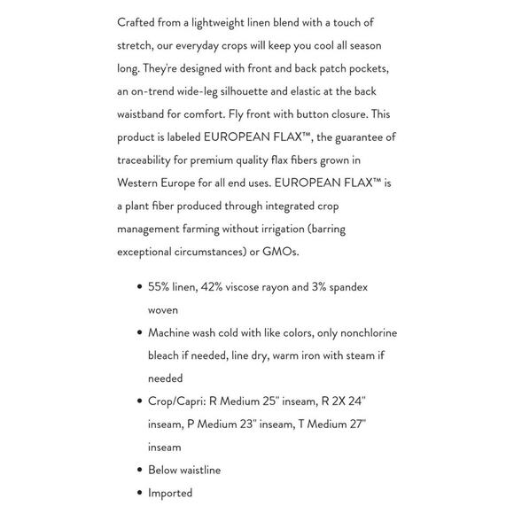 J.Jill Women’s Linen-Stretch Patch-Pocket Crops, New Size Medium. - Picture 6 of 6